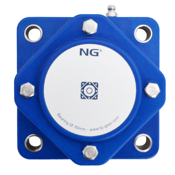 NG vandtæt flangeleje F4 Ø30, 4-huls, lukket dæksel, blå