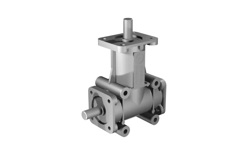 Poggi right angle gearbox 2030, R1:2, D1, Ø19h7, 2-way, Aluminium