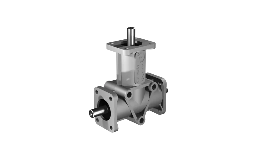 Poggi right angle gearbox 4002, R1:2, D1/2, Ø8h7, 3-way, Aluminium