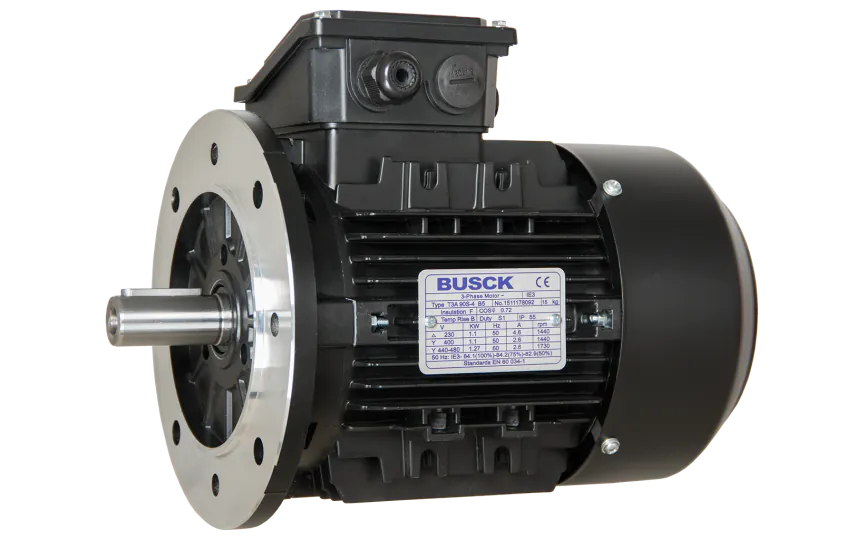 Busck AC motor T3A90S-4B5, 1,1kW, 1440RPM, B5, 230/400, 50 Hz, Aluminium
