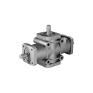 Poggi right angle gearbox 2007, R1:2, D2, Ø14h7, 3-way, Reduced backlash, Aluminium