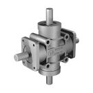 Poggi right angle gearbox 2027, R1:1, D1/2, Ø24h7, 4-way, Aluminium